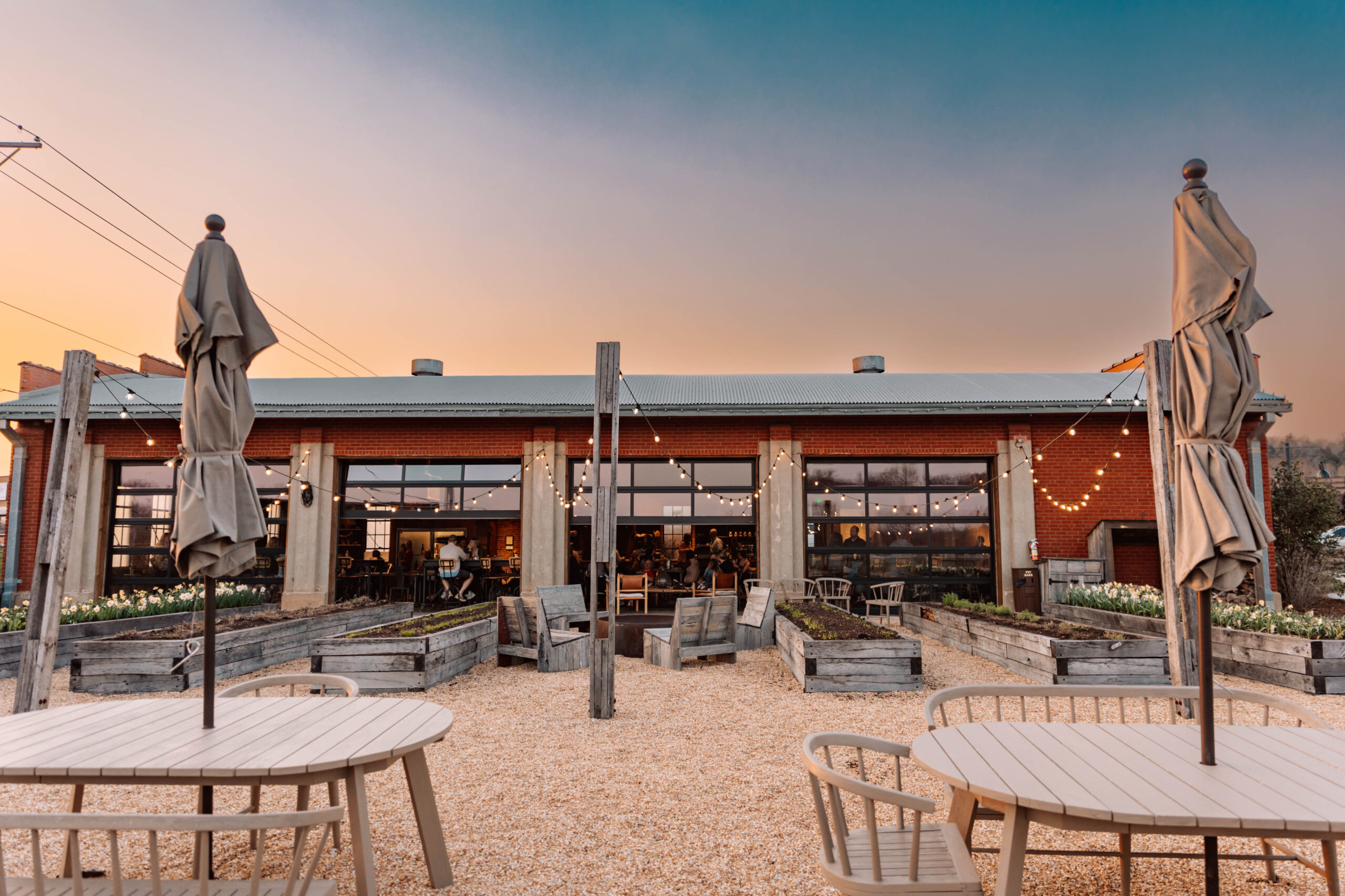 The Workshop - Sunset The workshop patio with as the sunsets